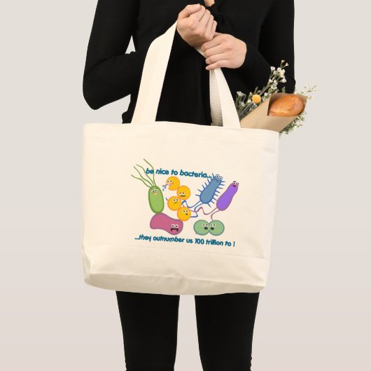 Wees Nicer in bacteriën Grote Tote Bag (Voorkant (product))