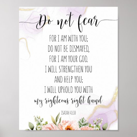 Wees niet bang dat ik bij jou ben, Saiah 41:10 Poster (Voorkant)