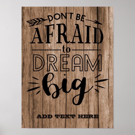 Wees Niet Bang Om Groot Te Dromen - Aanmoedigingsc Poster (Voorkant)