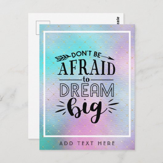 Wees niet bang om groot te dromen - moedig QUOTE a Briefkaart (Voorkant / Achterkant)