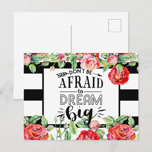 Wees niet bang om te dromen van grote rozen - Rood Briefkaart (Voorkant / Achterkant)