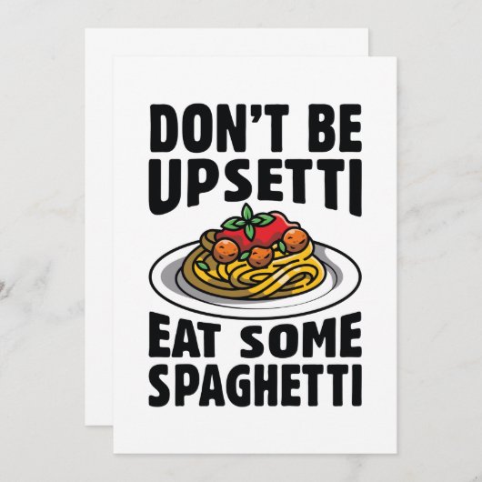 Wees niet bang om wat spaghetti op te eten bedankkaart (Voorkant / Achterkant)