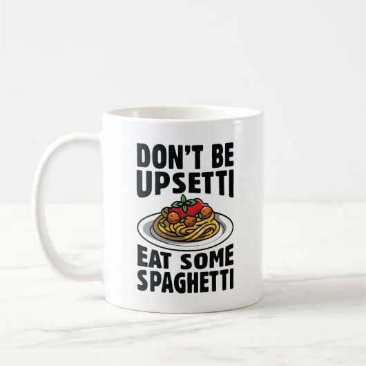 Wees niet bang om wat spaghetti op te eten koffiemok (Links)