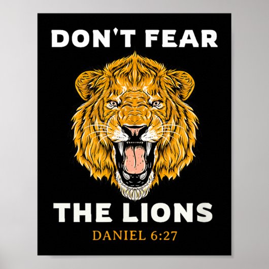 Wees niet bang voor de leeuwen Daniel 6_27 Bijbel Poster (Voorkant)