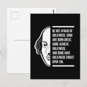 Wees niet bang voor grootheid - Shakespeare citaat Briefkaart (Voorkant / Achterkant)