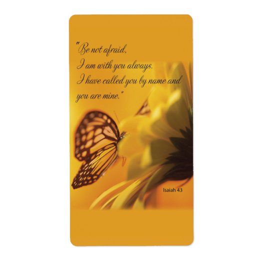 Wees niet bang voor religieuze vlinder op Daisy Etiket (Voorkant)