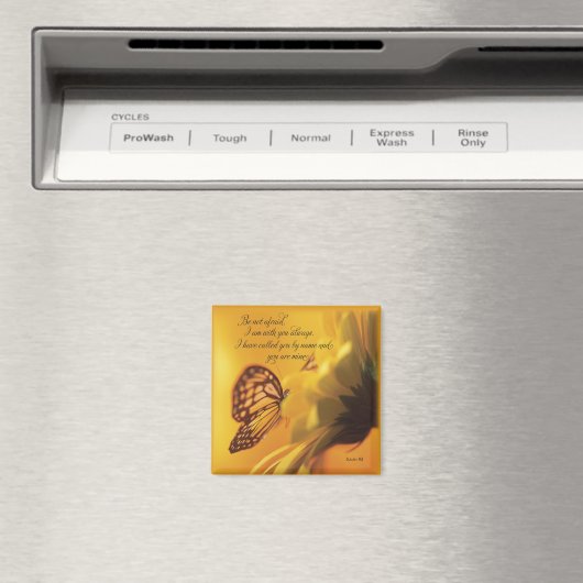 Wees niet bang voor religieuze vlinder op Daisy Magneet (Insitu (Vaatwasser))