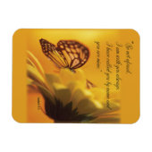 Wees niet bang voor religieuze vlinder op Daisy Magneet (Horizontaal)