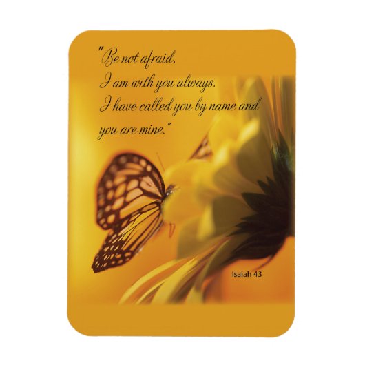 Wees niet bang voor religieuze vlinder op Daisy Magneet (Verticaal)