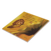 Wees niet bang voor religieuze vlinder op Daisy Tegeltje (Zijkant)