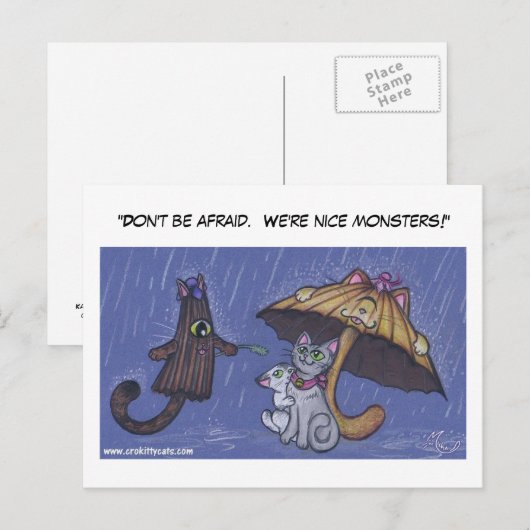 "Wees niet bang.  We zijn aardige monsters!" Briefkaart (Voorkant / Achterkant)
