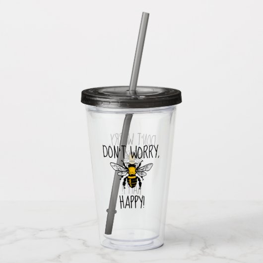 Wees niet blij acryl drinkbeker (Achterkant)