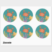 "Wees niet gek" Cute Underwater Sealife Fun Crab Ronde Sticker (Vel)