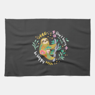 Wees niet haastig wees gelukkig, Schattig Lazierig Theedoek