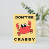 Wees niet kribbig | Grappige Rode Krab Kaart (Staand voorkant)