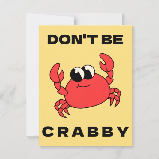 Wees niet kribbig | Grappige Rode Krab Kaart (Voorkant)