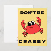 Wees niet kribbig | Grappige Rode Krab Kaart (Voorkant / Achterkant)