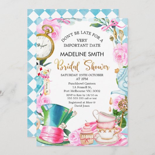 Wees niet Late Alice in Wonderland Vrijgezellenfee Kaart (Voorkant / Achterkant)