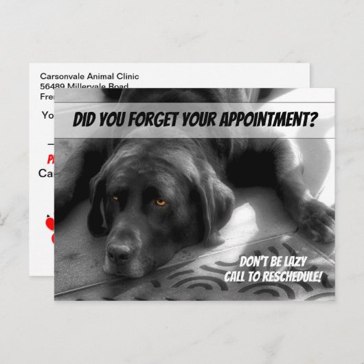Wees niet lui Afspraak Briefkaart gemist (Voorkant / Achterkant)