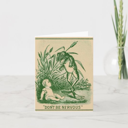 Wees niet nerveus kikker en Baby Note kaart (Voorkant)
