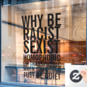 Wees niet racistisch homofoob, wees gewoon stil raamsticker (Cafe Raam)