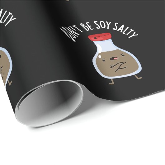 Wees niet Soy Salty Funny Soy Sauce Pun Dark BG Cadeaupapier (Rol Hoek)
