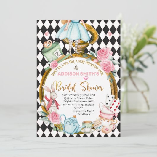 Wees niet te laat Alice in het Wonderland Vrijgeze Kaart (Staand voorkant)