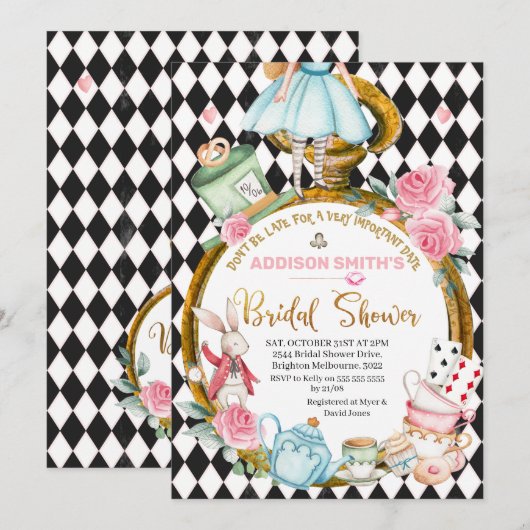 Wees niet te laat Alice in het Wonderland Vrijgeze Kaart (Voorkant / Achterkant)