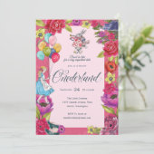 Wees niet te laat  Alice in Onederland Floral Kaart (Staand voorkant)