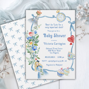 Wees niet te laat Alice in Wonderland Baby shower Kaart