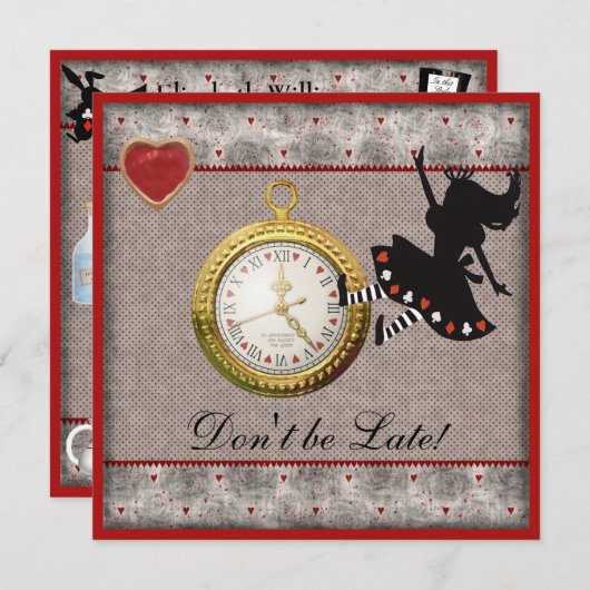 Wees niet te laat Alice in Wonderland Birthday Par Kaart (Voorkant / Achterkant)