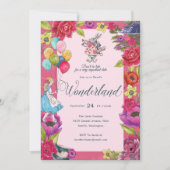 Wees niet te laat Alice in Wonderland Floral Kaart (Voorkant)