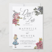 Wees niet te laat  Alice in Wonderland Wedding Kaart (Voorkant)