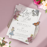 Wees niet te laat  Alice in Wonderland Wedding Kaart<br><div class="desc">Nodig uw gasten uit tot uw zeer belangrijke datum met onze prachtig ontworpen Don't Te laat Alice in Wonderland-themed trouwuitnodiging. Ideaal voor een Alice in Wonderland, de bruiloft. Het ontwerp kenmerkt een mengeling van onze eigen hand-getrokken originele floralen en kunstwerk. We hebben de iconische Alice in Wonderland illustraties zorgvuldig hersteld...</div>