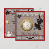 Wees niet te laat Alice Witch Halloween Party Invi Kaart (Voorkant / Achterkant)