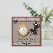 Wees niet te laat Alice Witch Halloween Party Invi Kaart (Staand voorkant)