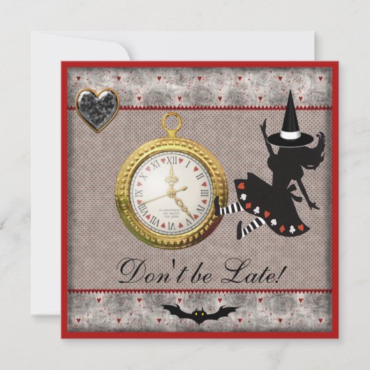 Wees niet te laat Alice Witch Halloween Party Invi Kaart (Voorkant)
