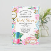 Wees niet te laat in Wonderland Bridal Shower Invi Kaart (Staand voorkant)