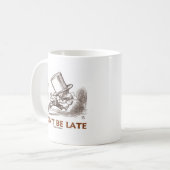 Wees niet te laat (Mad Hatter aan het lopen) Koffiemok (Voorkant links)