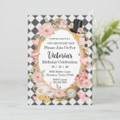 Wees niet te laat Roze verjaardagsfeestje uitnodig Kaart (Staand voorkant)