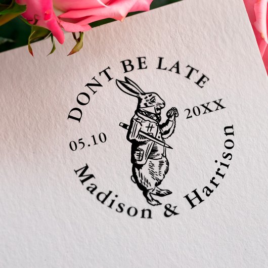 Wees niet te laat voor Alice in Wonderland konijne Zelfinktende Stempel