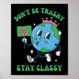 Wees niet vuil Recycling Retro Earth Day 2024 Poster