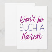 Wees niet zo'n Karen Bedankkaart (Voorkant / Achterkant)
