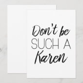 Wees niet zo'n Karen Bedankkaart (Voorkant / Achterkant)