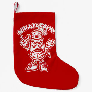 Wees niet zout, grappige illustratie kleine kerstsok