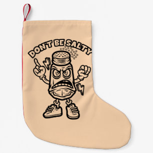 Wees niet zout, grappige illustratie kleine kerstsok