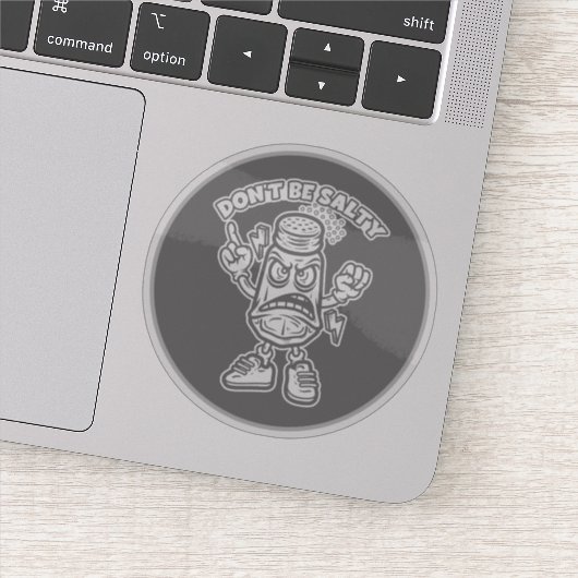 Wees niet zout, grappige illustratie sticker (Detail)