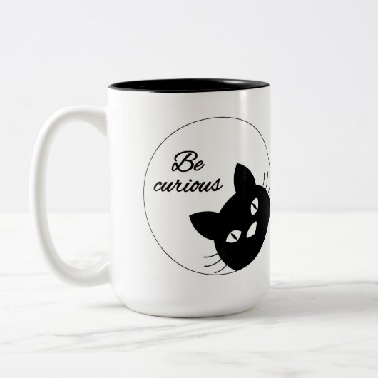 Wees nieuwsgierig tweekleurige koffiemok (Links)