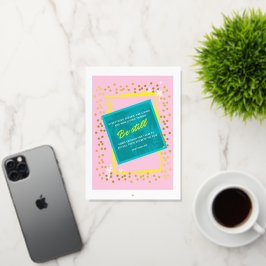 Wees nog steeds citaat roze groen folie wenskaart