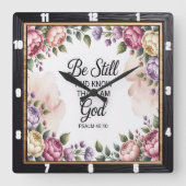 Wees nog steeds God Bloemrijk Lijst Vierkante Klok (Voorkant)